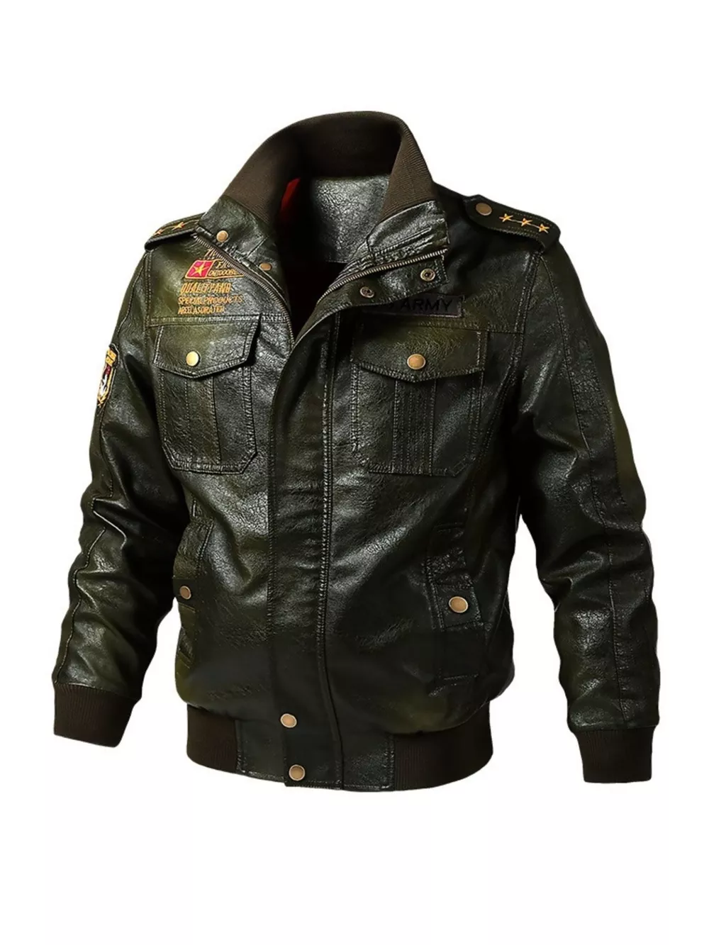 Men's Plus Size Zip Up Leather Jacket