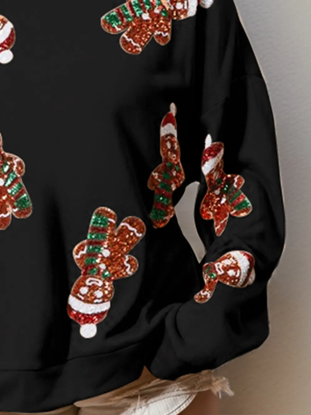 Sequin Gingerbread Man Long Sleeve Sweatshirt, image 6