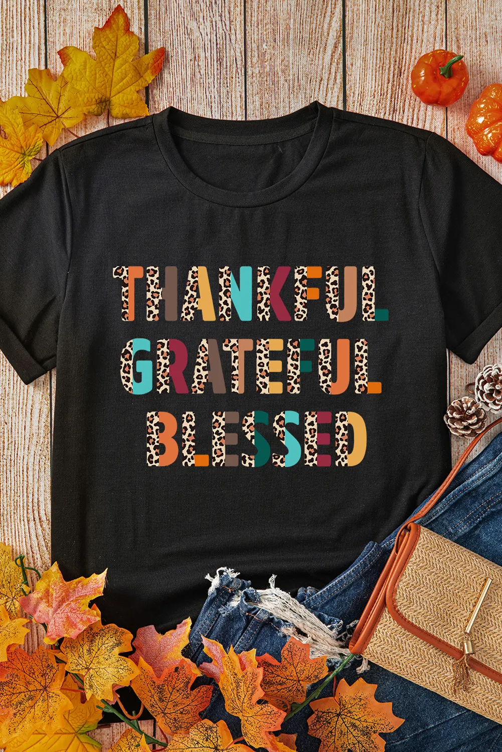Letter Graphic Round Neck Short Sleeve T-Shirt, image 2