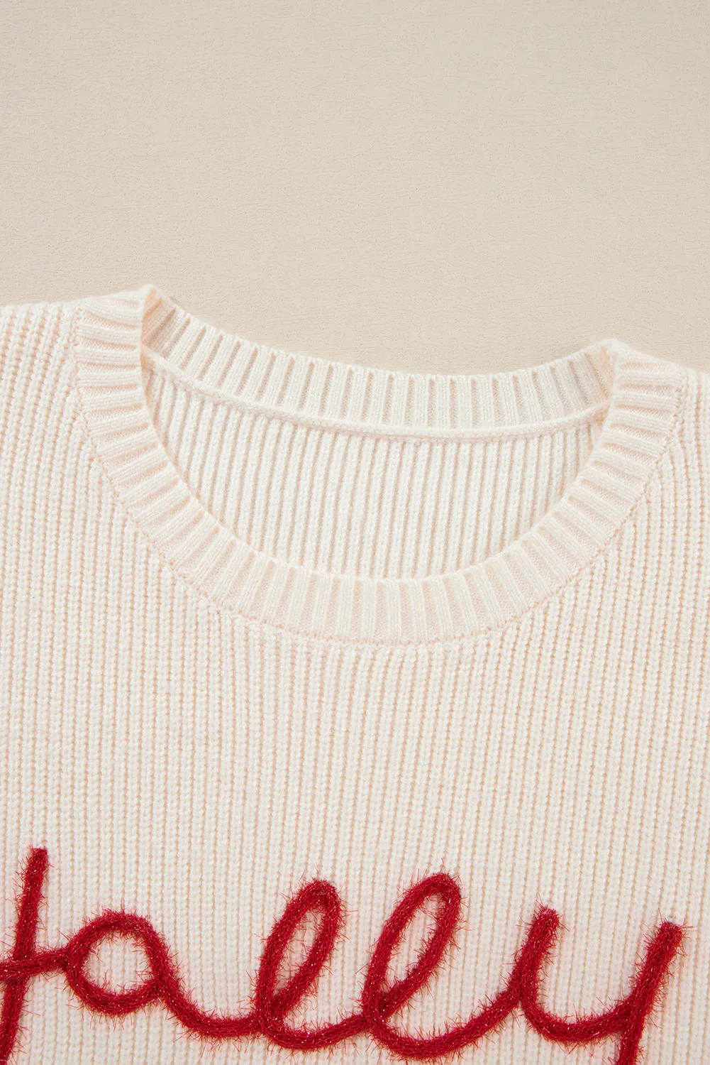 Letter Round Neck Long Sleeve Sweater, image 4