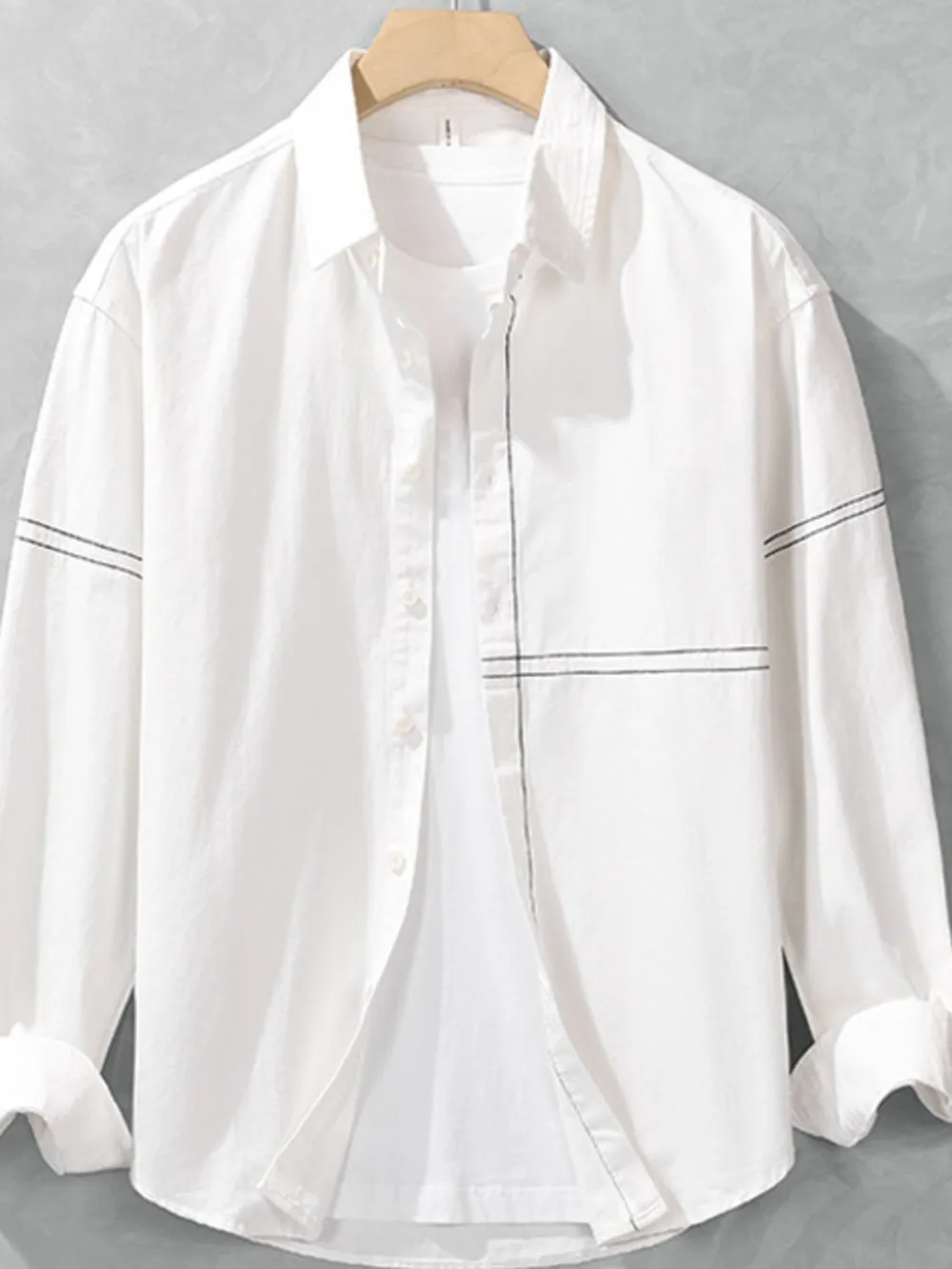 Men's Plus Size Button Up Long Sleeve Shirt, image 2