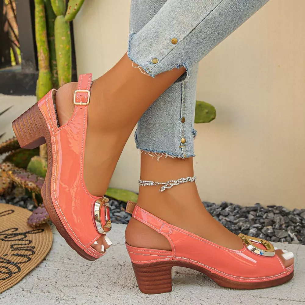 Peep Toe Block Heels Sandals, image 12