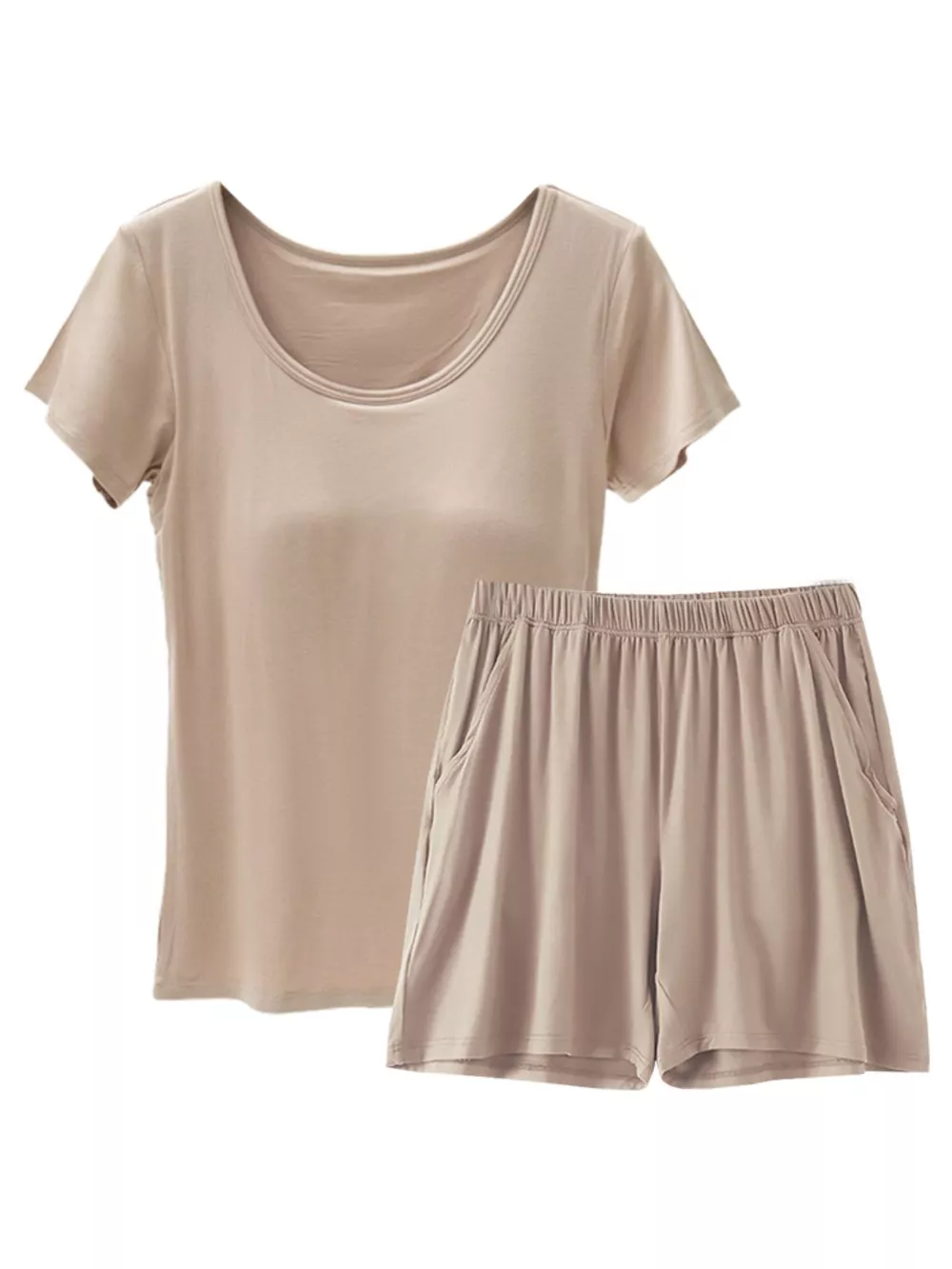 Plus Size Padded Modal Short Sleeve T-Shirt and Shorts Set, image 2
