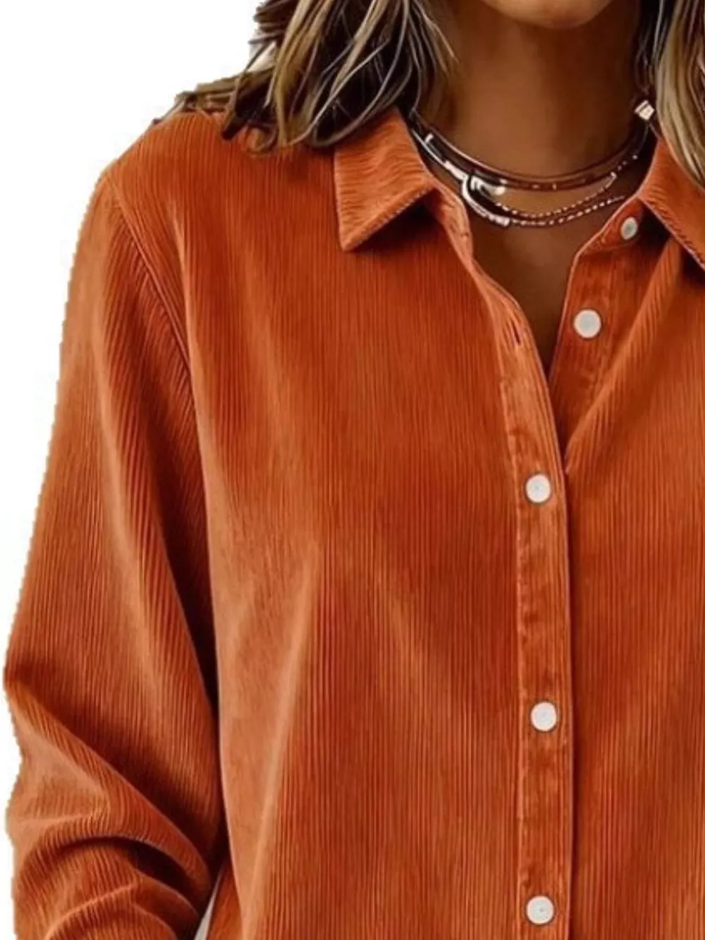 Full Size Corduroy Button-Down Shirt Plus Size, image 2
