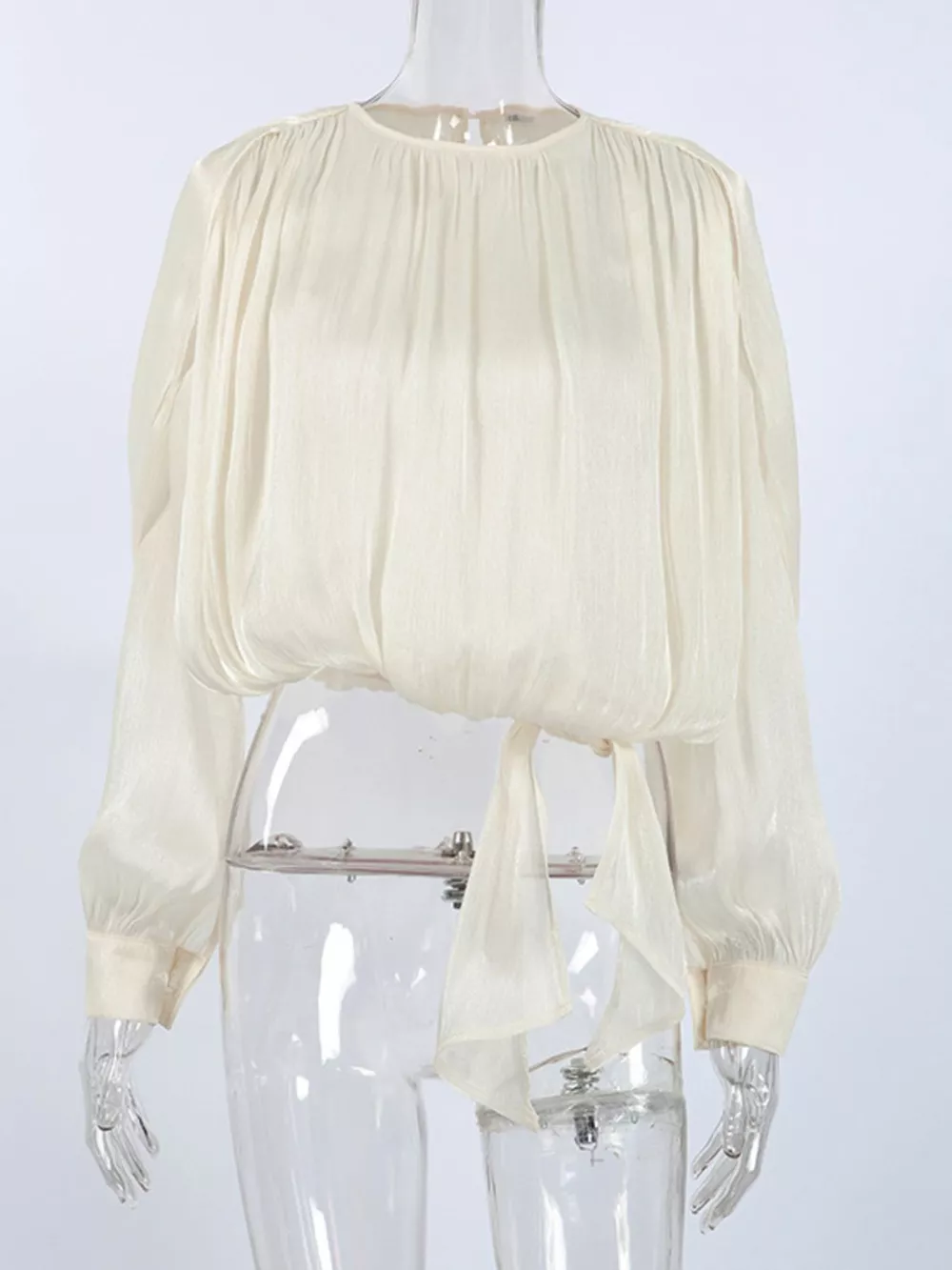 Metallic Sheen Blouse with Tie Detail, image 5