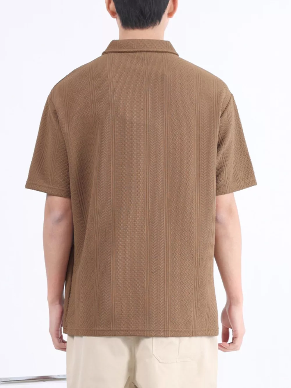 Men's Plus Size Zipper Detail Short Sleeve Polo, image 5