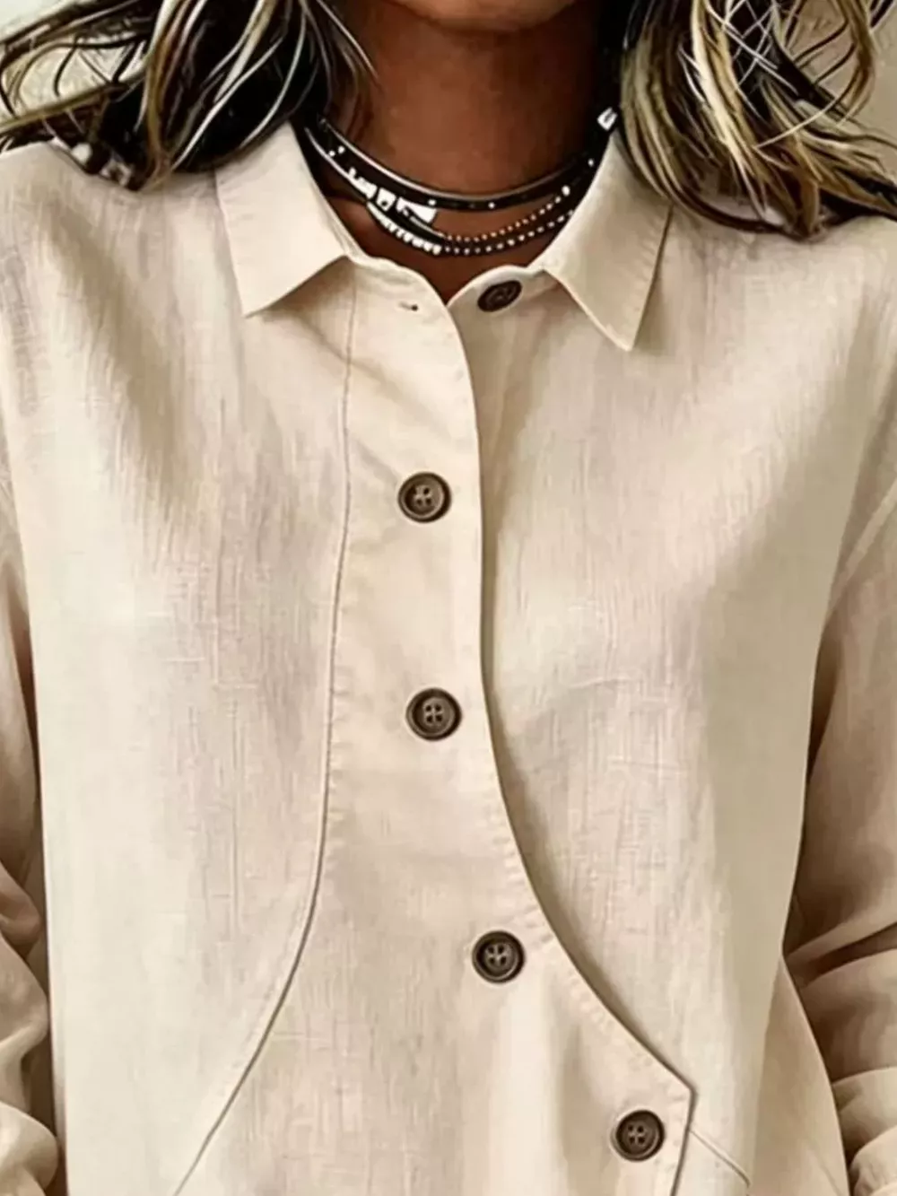 Full Size Asymmetrical Button Down Shirt Plus Size, image 5