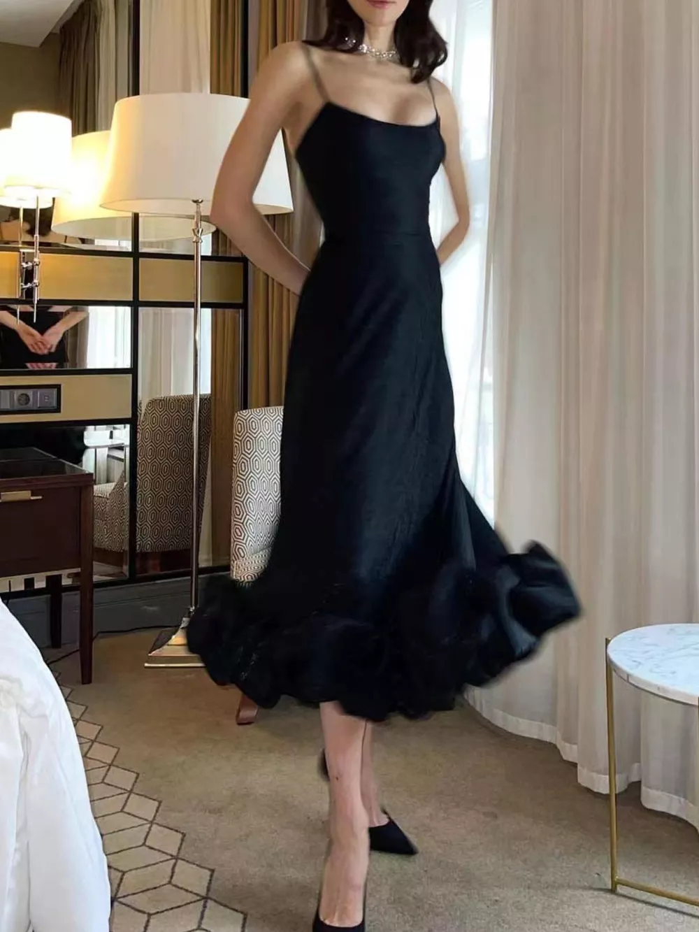 Ruffle Hem Scoop Neck Midi Dress, image 7