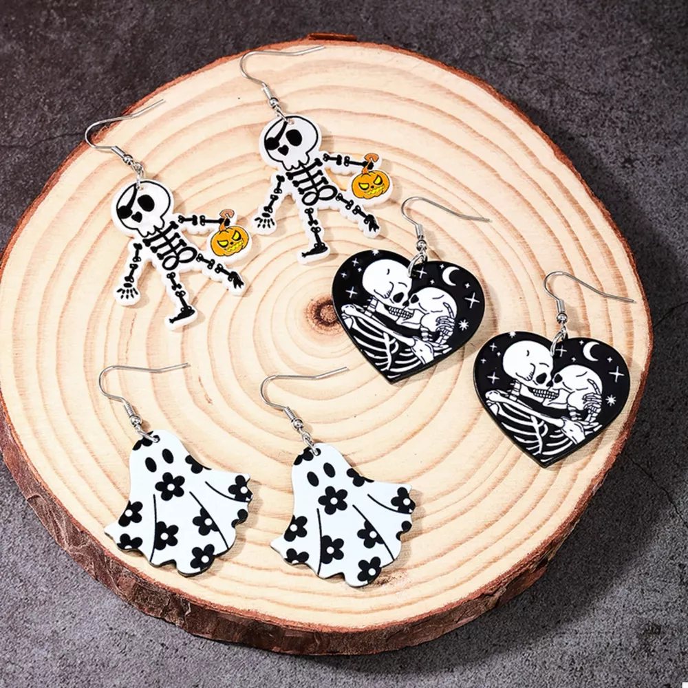 3 Pair Halloween Themed Acrylic Dangle Earrings