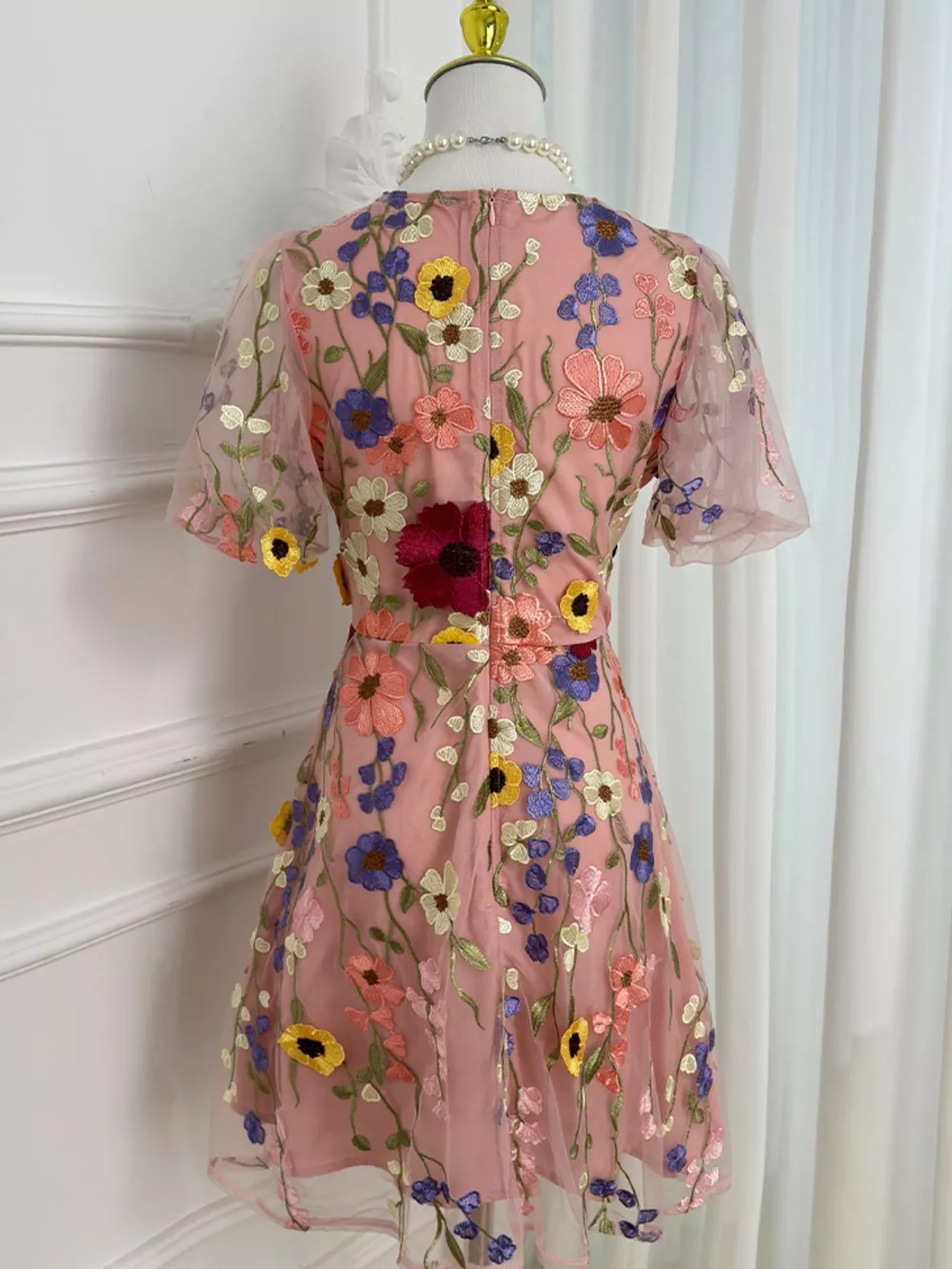 Plus Size Embroidered Floral V-Neck Mini Dress, image 16