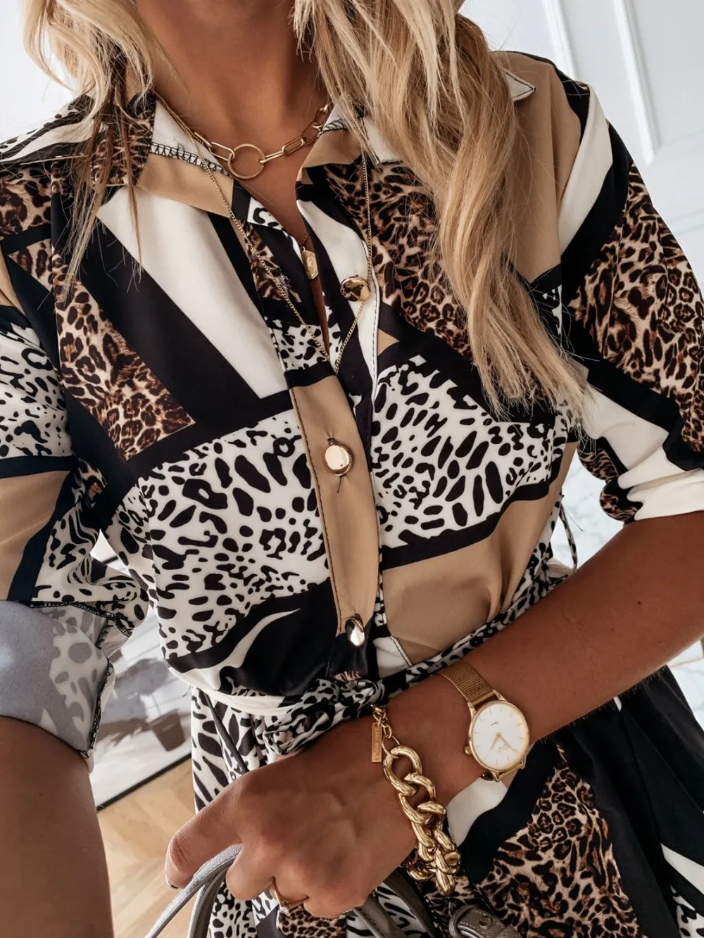 Printed Tie Waist Roll-Tab Sleeve Mini Dress, image 3