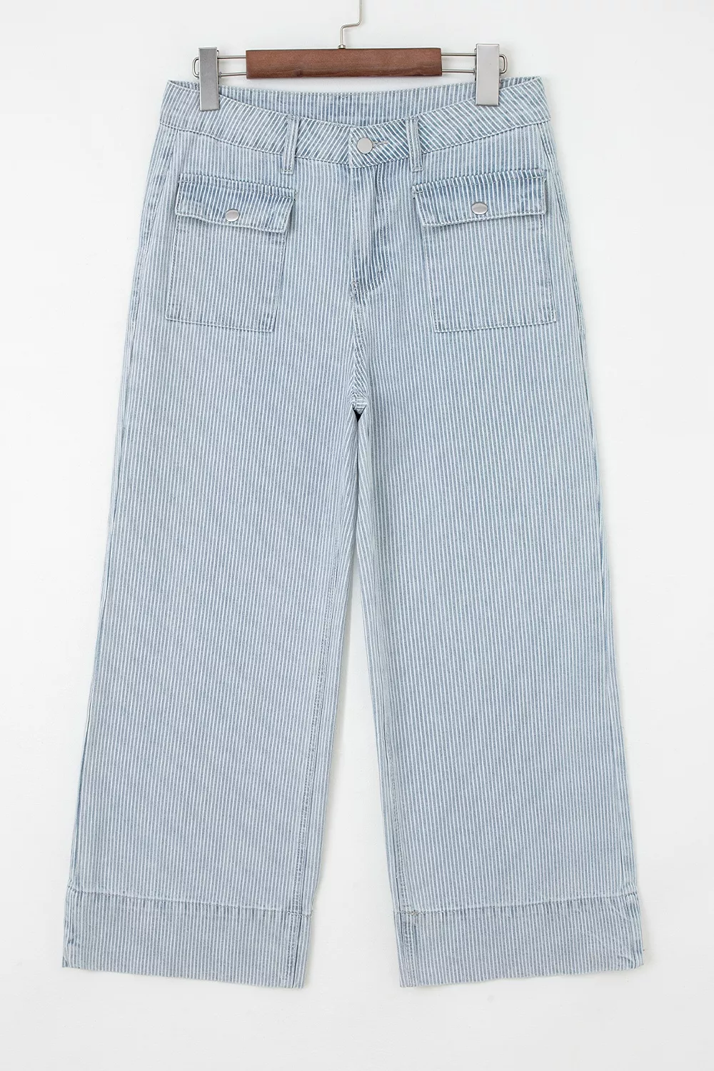 Striped Wide-Leg Cropped Jeans, image 9