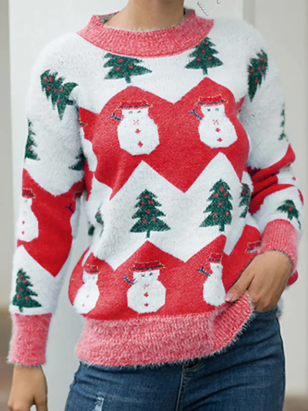 Christmas Snowman Dropped Shoulder Sweater, image 6