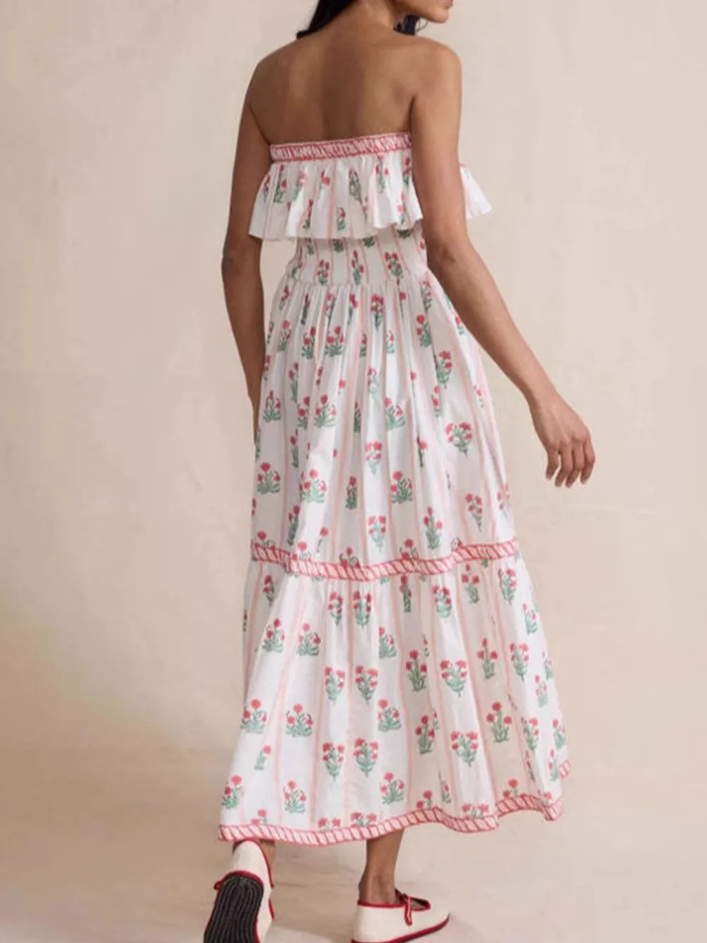 Floral Strapless Ruffle Dress, image 4
