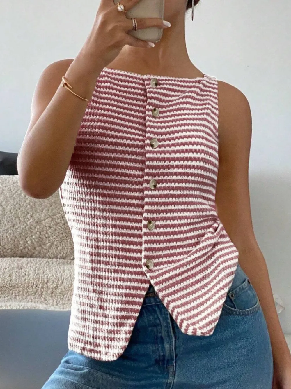 Button Down Striped Tank, image 5