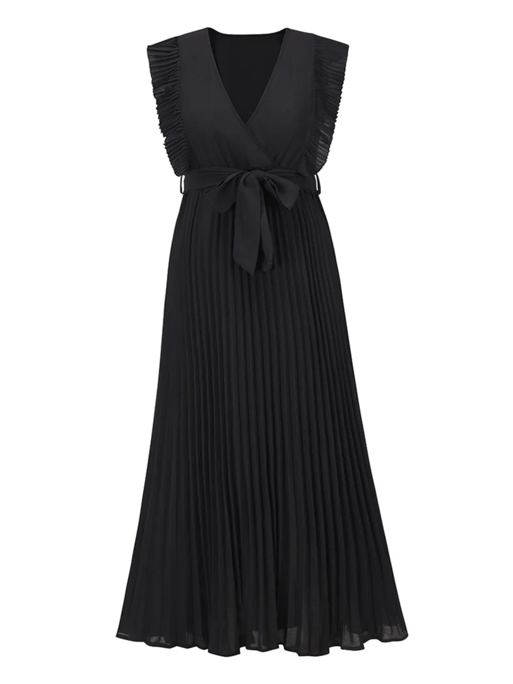Tied Surplice Cap Sleeve Pleated Dress, image 14
