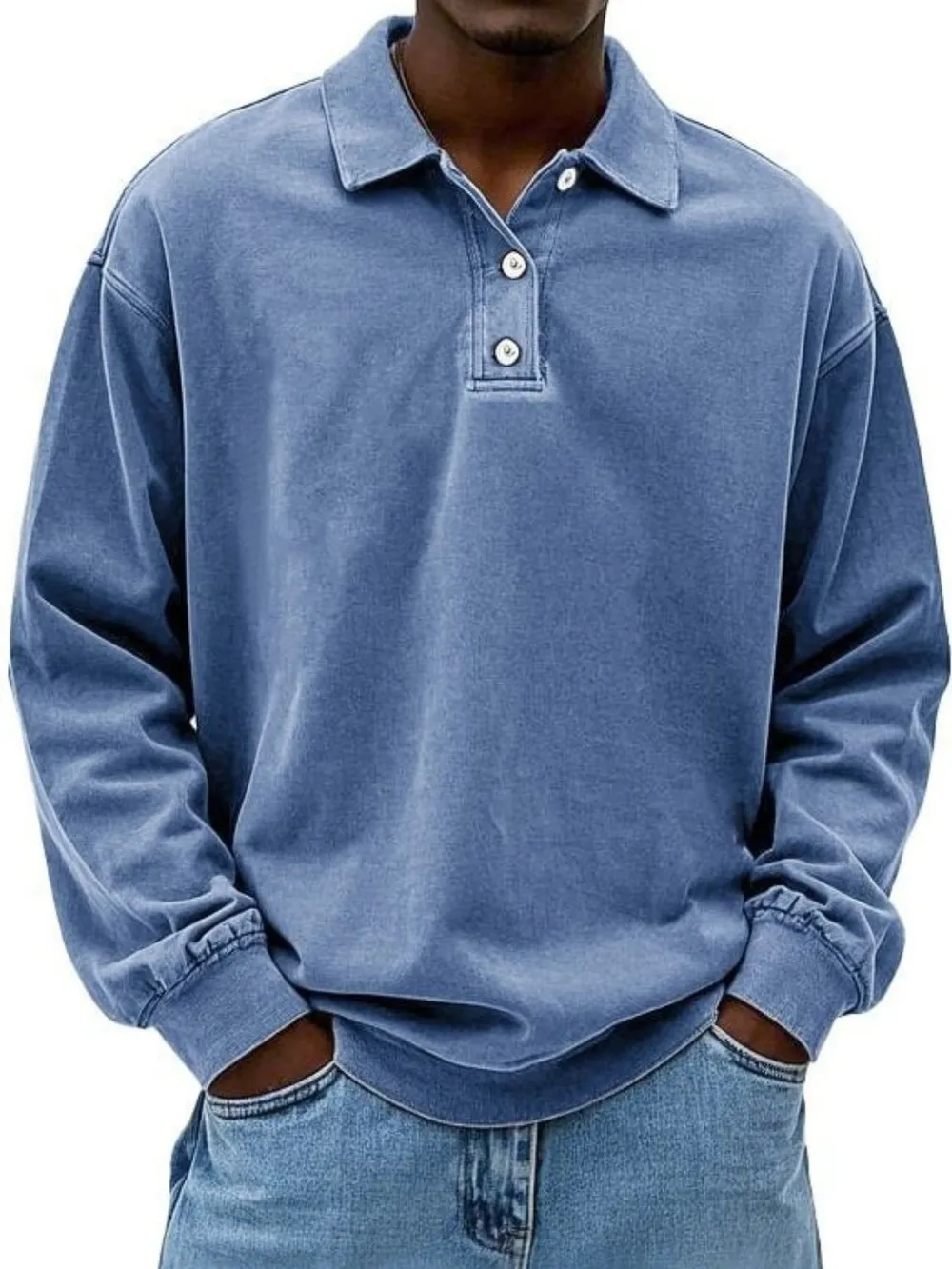 Men's Full Size Collared Neck Long Sleeve Polo Plus Size, image 5
