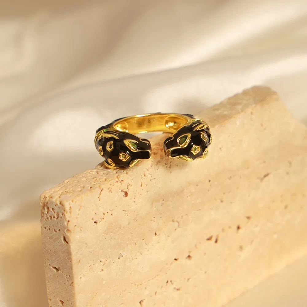 Inlaid Zircon Oil Drip Open Ring, image 4