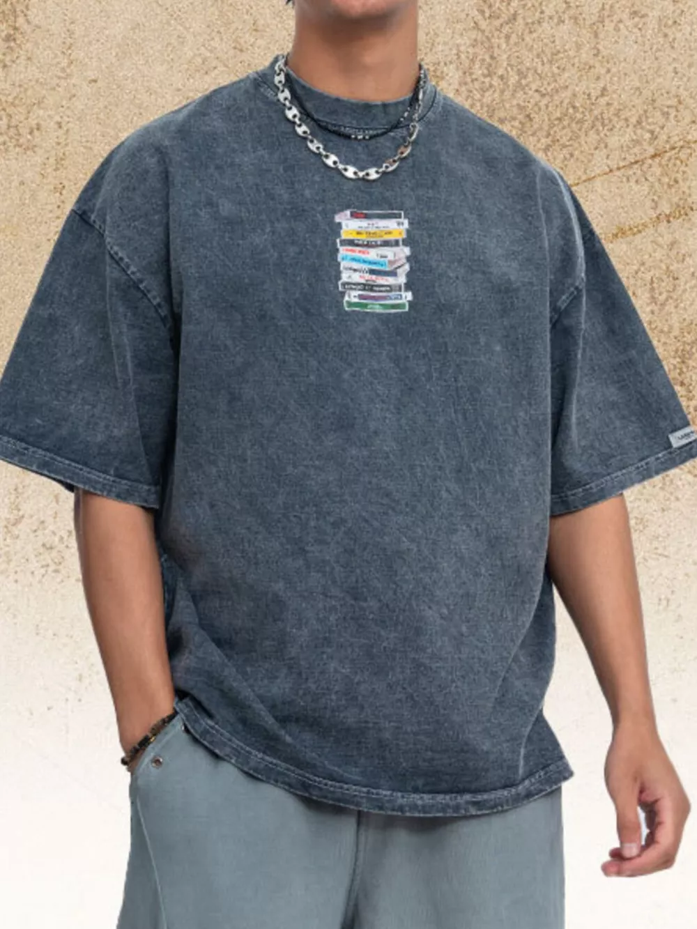 Men's Vintage Washed Cassette Tape Graphic T-Shirt, image 5