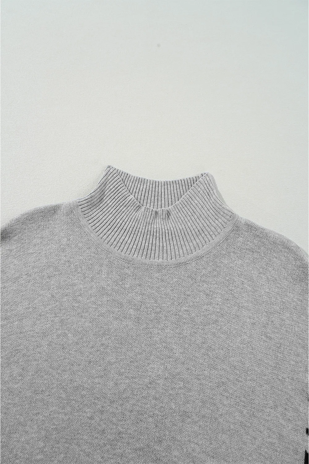 Slit Leopard Mock Neck Dropped Shoulder Sweater, image 5