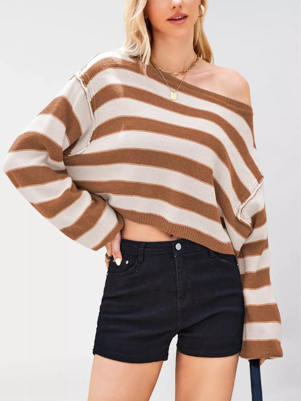 Striped Dropped Shoulder Sweater, image 13