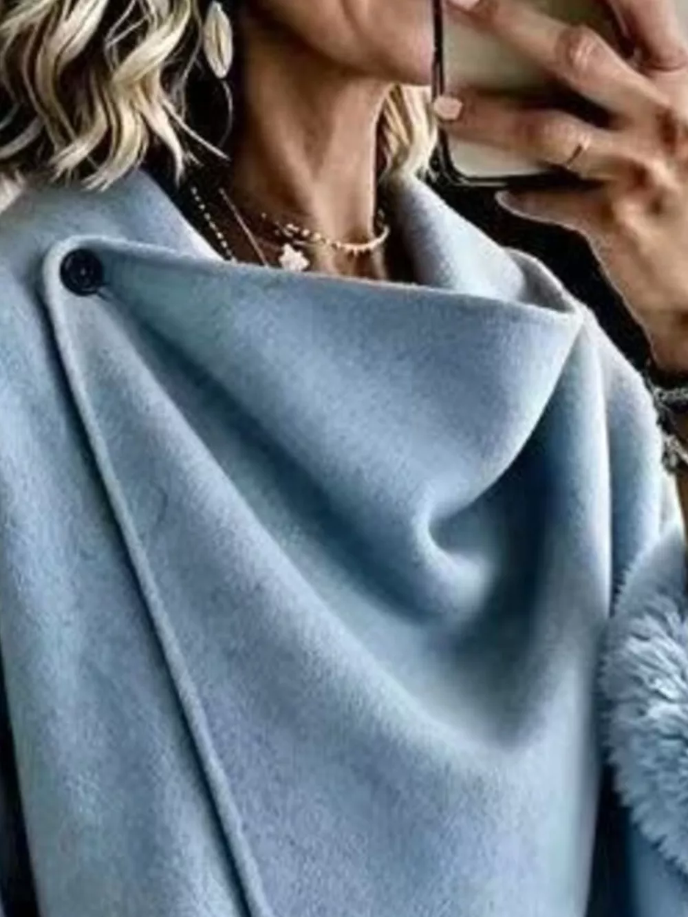 Full Size Elegant Asymmetric Faux Fur Cuff Outerwear Plus Size, image 11