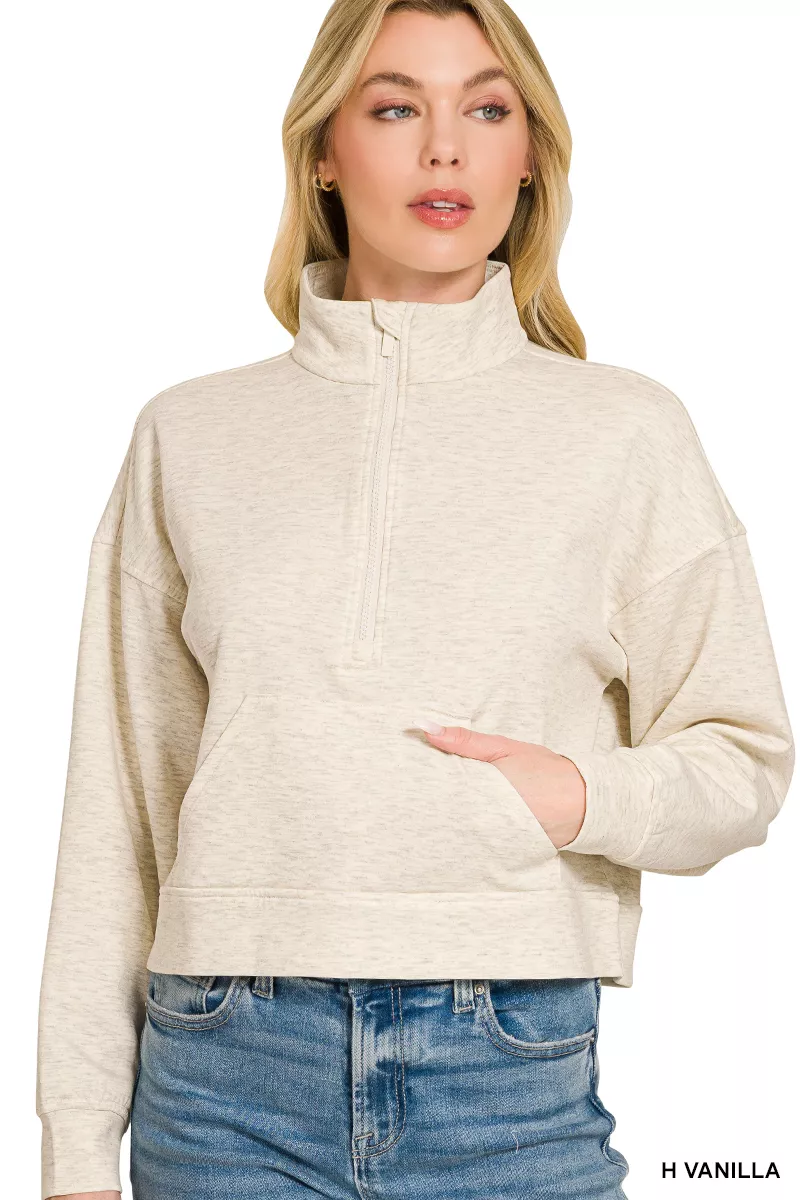 Scuba Half Zip Pullover With Kangaroo Pockets
