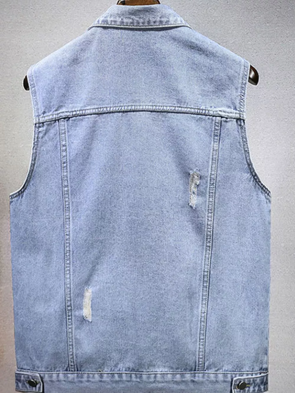 Men's Plus Size Casual Denim Sleeveless Vest, image 2