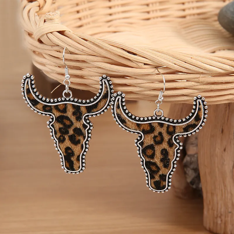 Alloy Animal Print Cow Head Earrings, image 4