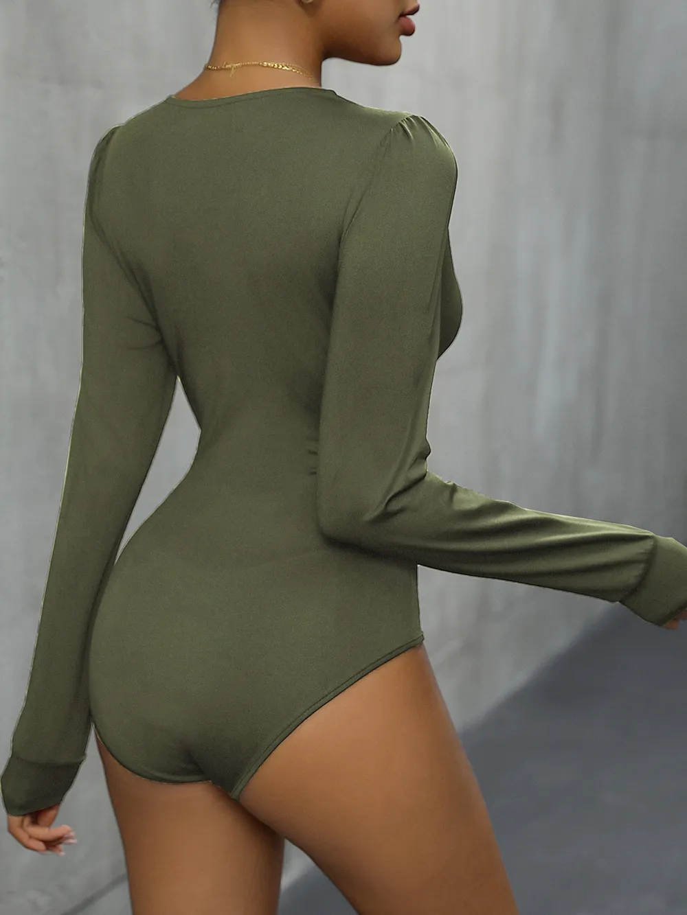 Lace Detail Plunge Long Sleeve Bodysuit, image 11