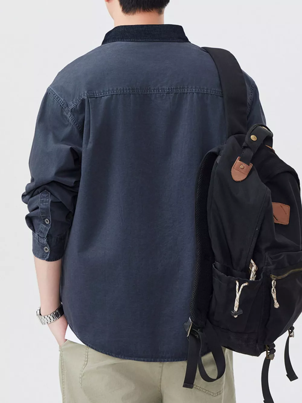 Men's Plus Size Button Up Shacket with Dual Chest Pockets, image 4