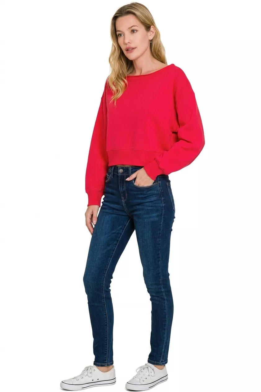 Fleece Boat-neck Sweatshirt, image 2