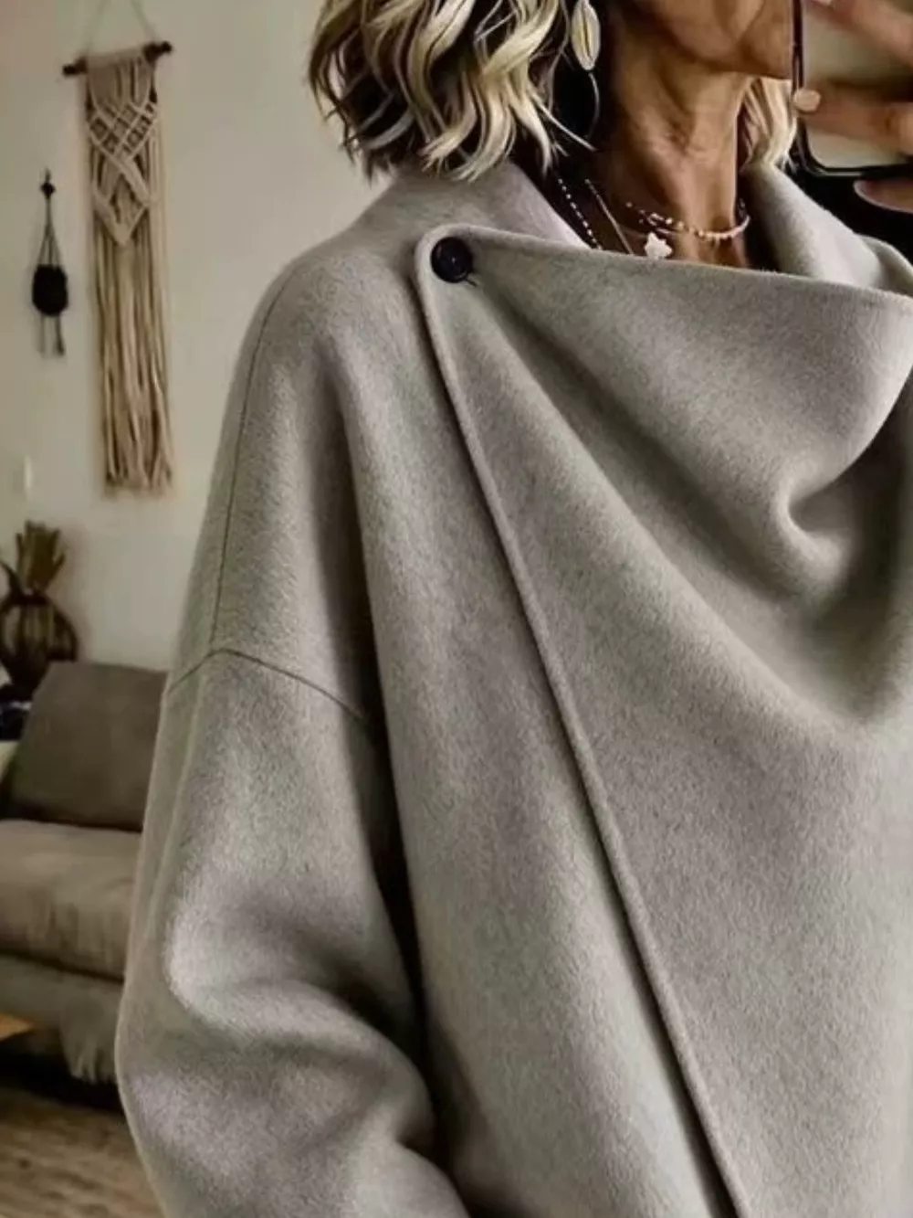 Full Size Asymmetric Cowl Neck Cape Plus Size, image 4
