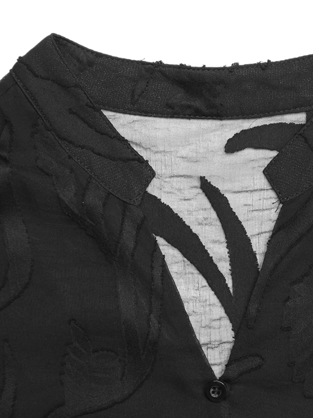 Sheer Notched Button Front Blouse, image 4