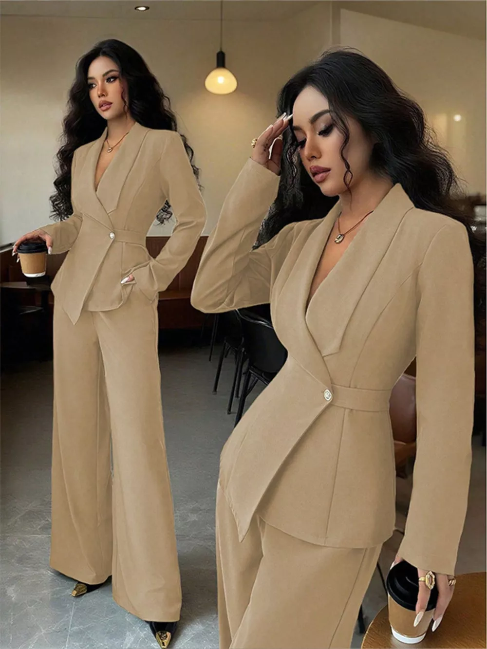 One Button Blazer and Pants Set, image 9