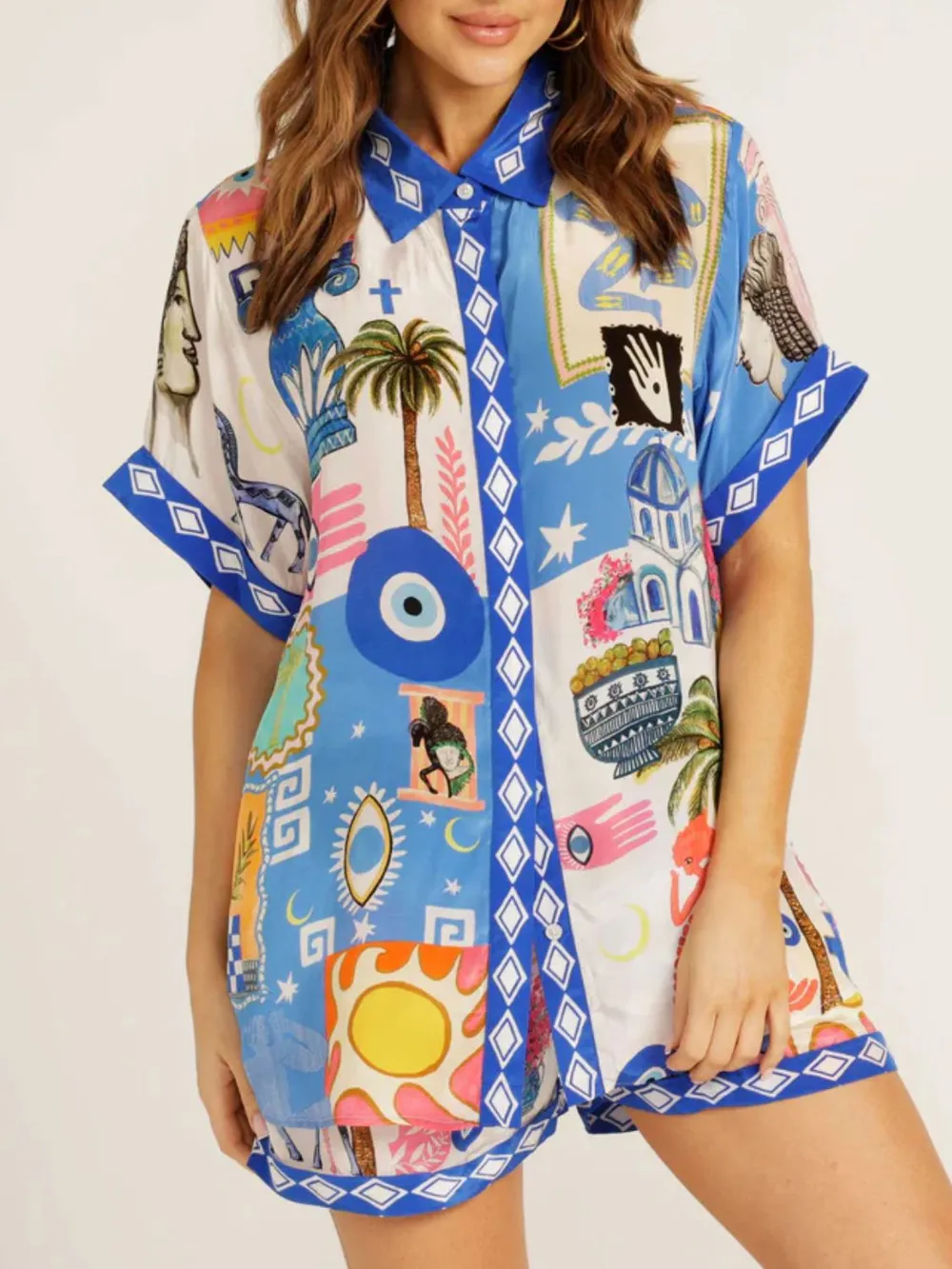 Button Up Half Sleeve Top and Shorts Set, image 3