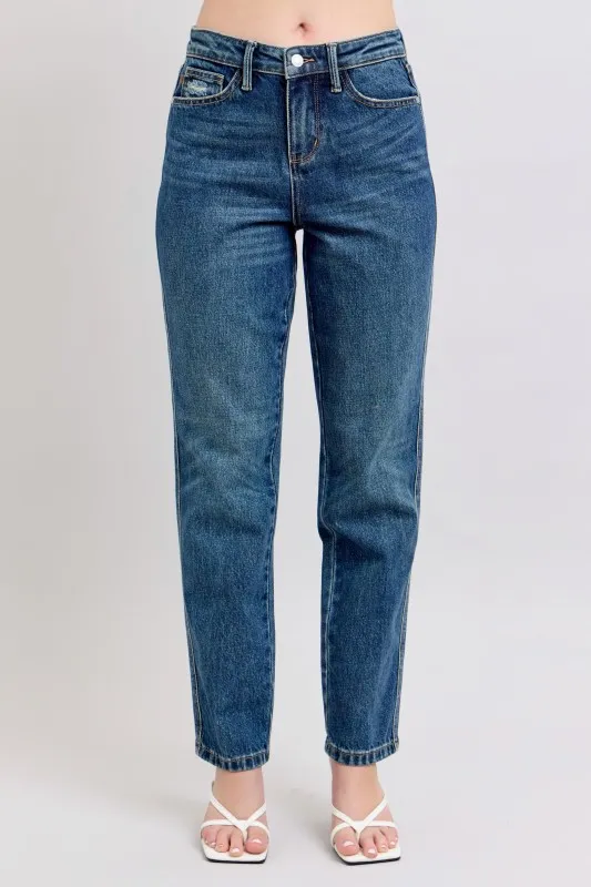 Full Size High Waisted Rigid Magic Non-destroy Straight Leg Jeans Plus Size