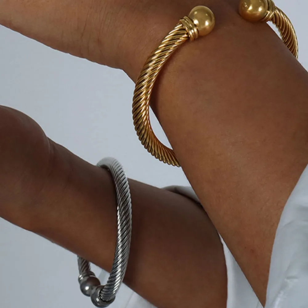 Stainless Steel Twisted Cable Cuff Bracelet, image 4