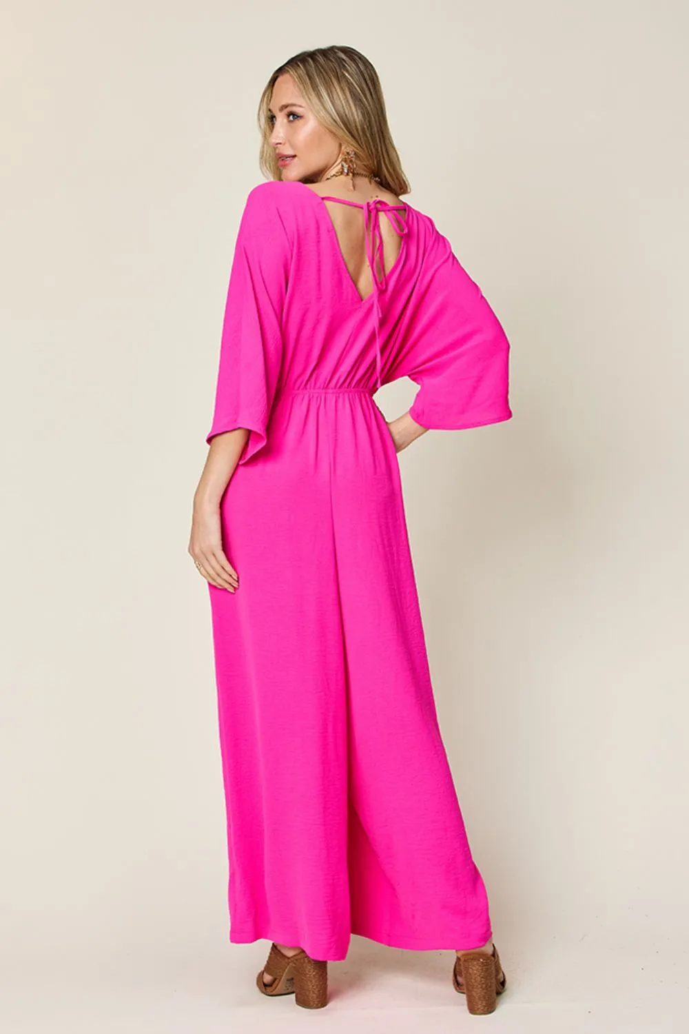 Full Size Surplice Wide Leg Jumpsuit with Pockets, image 6
