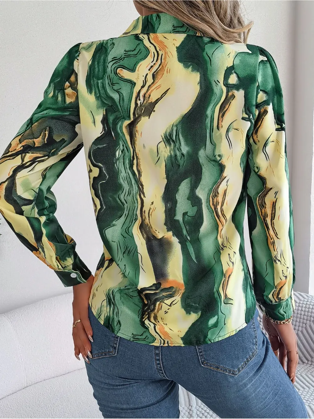 Printed Button Up Long Sleeve Shirt, image 5