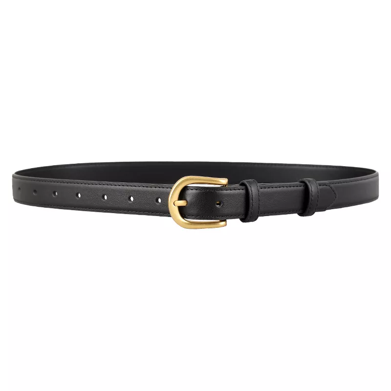 Skinny Leather Belt with Golden Buckle, image 4