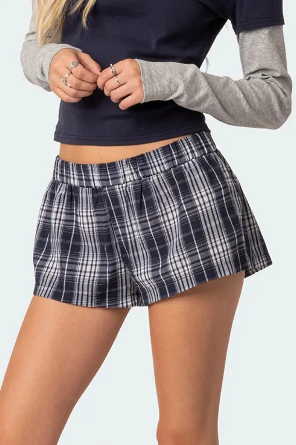 Plaid Elastic Waist Shorts, image 15