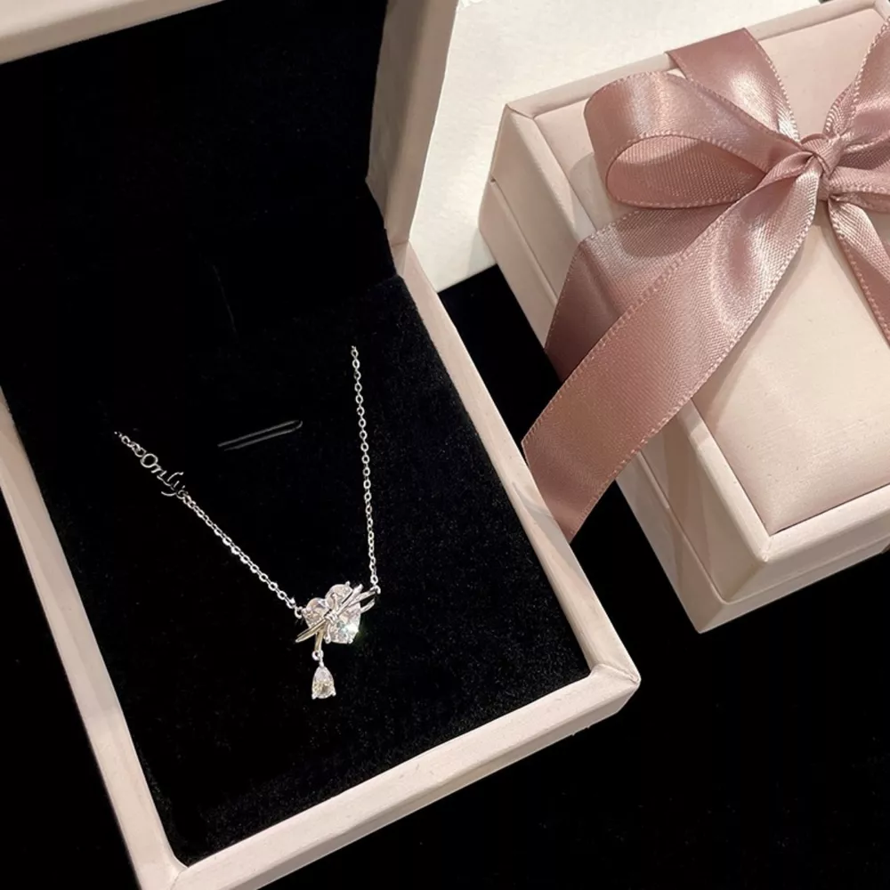 925 Sterling Silver Zircon Heart Necklace, image 5