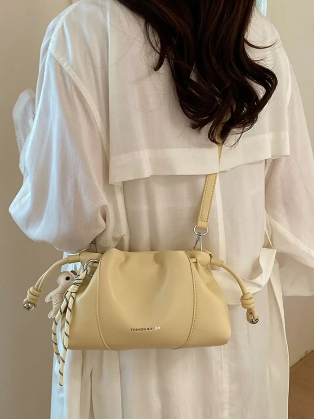 Drawstring Leather Crossbody Bag, image 14