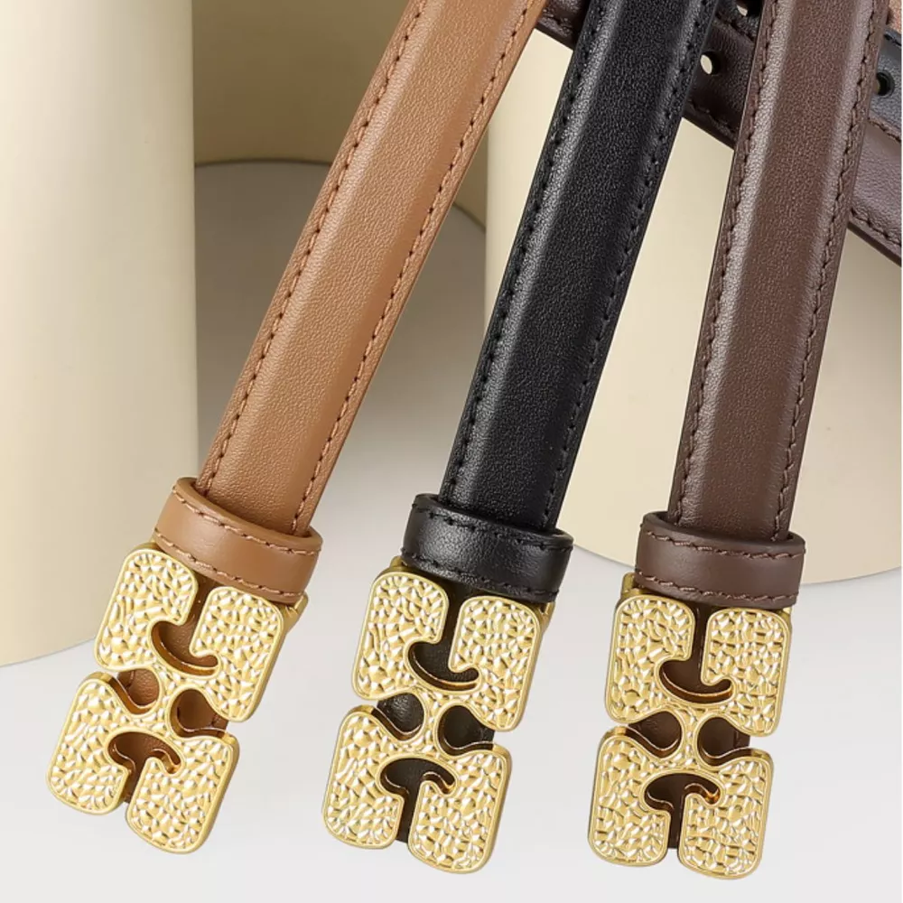 Gold Buckle Leather Belt, image 2