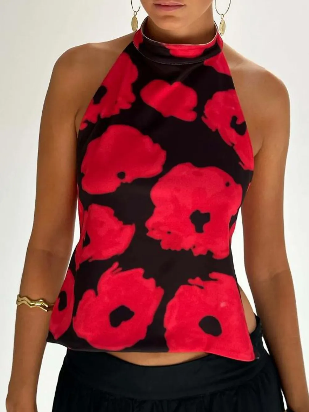 Backless Printed Halter Neck Tank, image 6