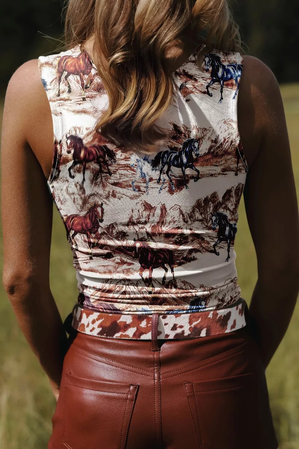 Horse Hat Western Slim Tank Top, image 2
