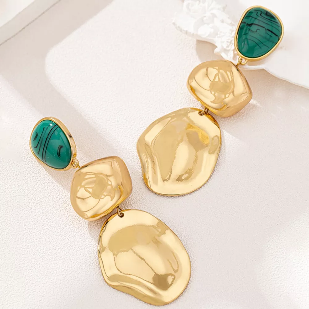 18K Gold-Plated Alloy Drop Earrings, image 4