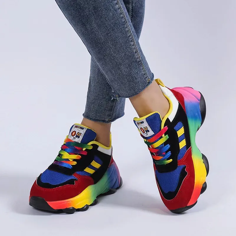 Lace-Up Mesh Round Toe Platform Sneakers, image 3