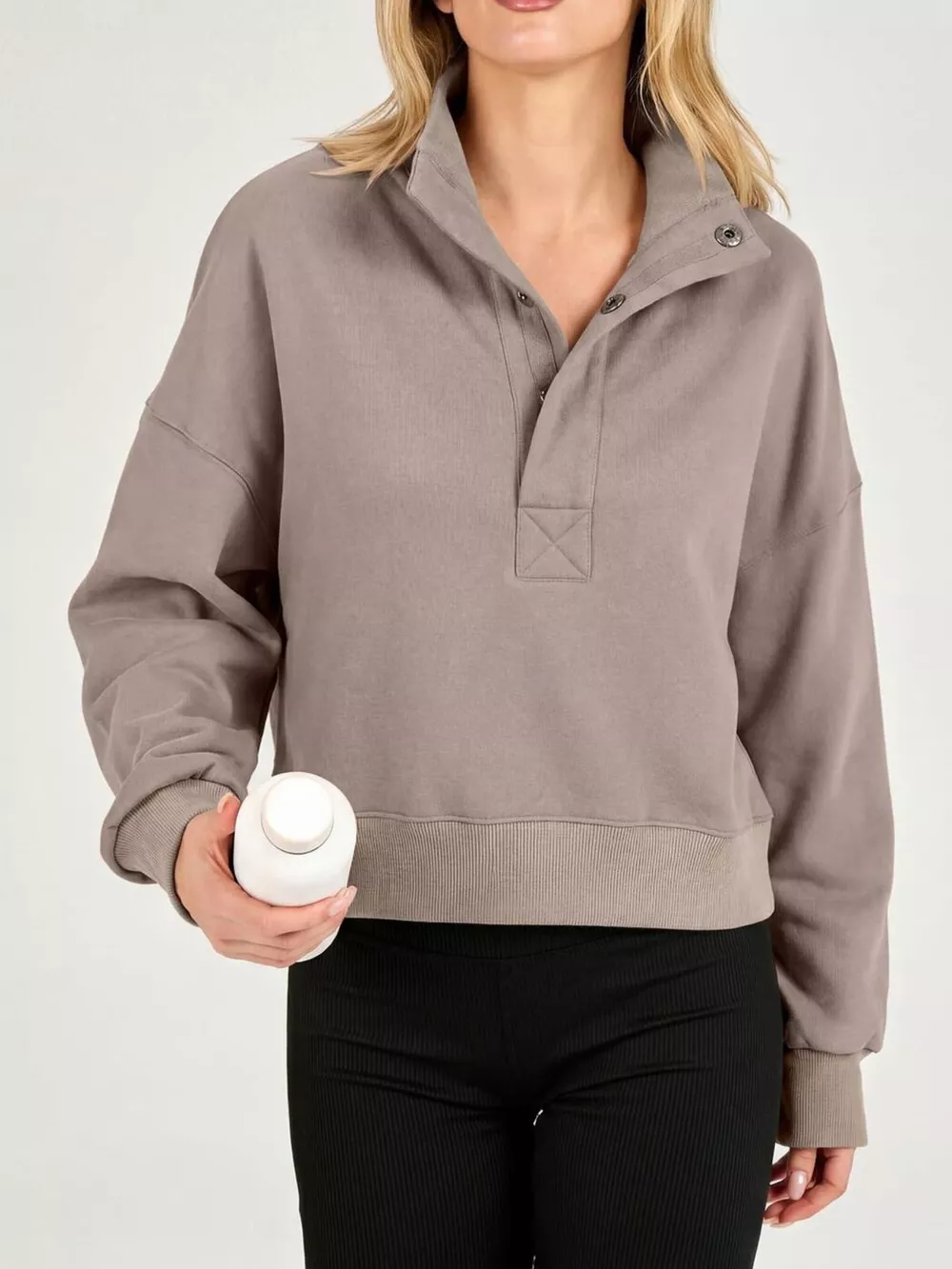 Half Snap Dropped Shoulder Sweatshirt, image 11